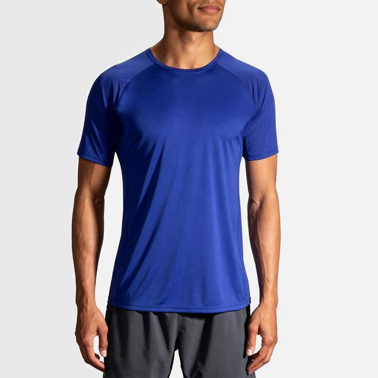 Brooks Stealth Israel - Men's Short Sleeve Running Shirt - Blue (90586-CZTX)